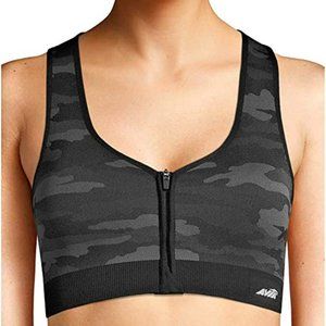 NWT Avia Camo Front Zip Racerback Sports Bra